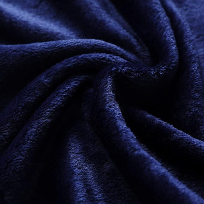 Fleece Plush Throw Blanket Navy Blue 50"x70"for Couch Fuzzy Cozy Flannel | - Image 5