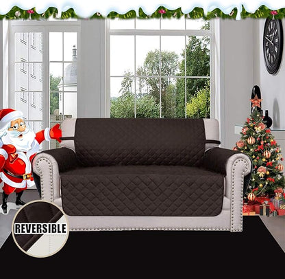 Easy-Going Reversible Couch Cover, 2 Cushion Sofa, Chocolate/Ivory | Loveseat - Image 2