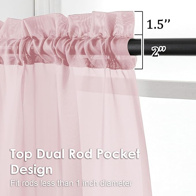 Blush Pink Sheer Curtains 72 Inches Long 2 Panels - Image 3