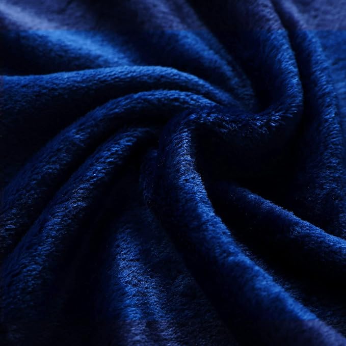 Classic Blue Fleece Plush Throw Blanket 50"x60"for Couch Fuzzy Cozy Flannel | - Image 3