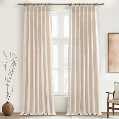 Pinch Pleat Linen Sheer Curtains 90 Inches Long by PleatedDrapes
