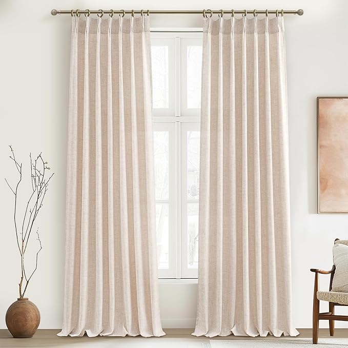 Unique Thick Natural Linen Pleat 86 Inch Curtains 2 Panels Set by PleatedDrapes