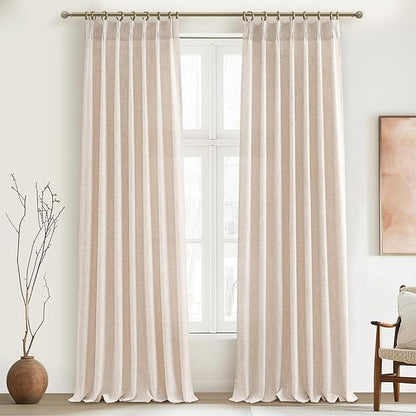 Unique Thick Natural Linen Pleat 86 Inch Curtains 2 Panels Set by PleatedDrapes
