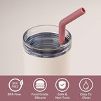 Tomorotec 6-Pack Stainless Steel Reusable Straw with Silicone Tip 3 Sizes, Metal Drinking Straws Fit for Stanley Quencher Tumblers 40oz, 30oz, 20oz, 14oz, Cleaning Brushes Included (Gradient)