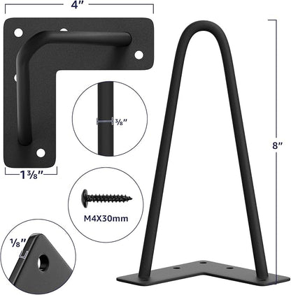 SMARTSTANDARD 8 Inch Heavy Duty Hairpin Furniture Legs, Metal Home DIY Projects - Image 2