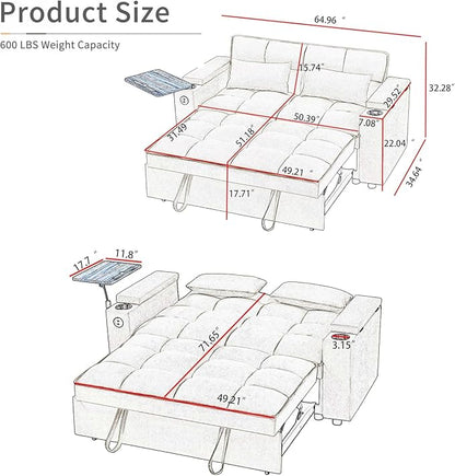 Auvsoce 65" Loveseat Sofa, Modern Couches - Image 2