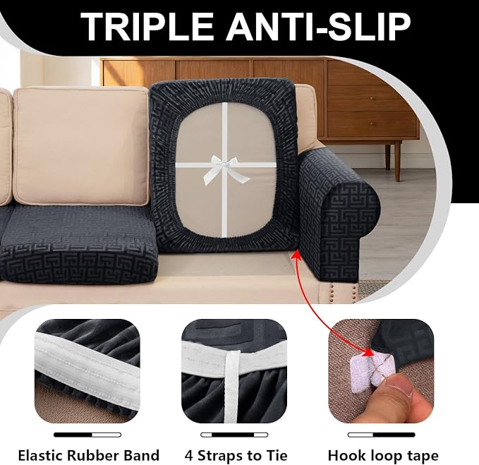 UNBBRRL 10 Pieces Stretch Sofa Cushion Covers - Image 3