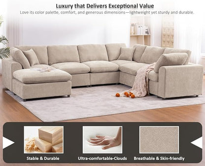 Oversized Modular Sectional Sofa Couch, Large 7 Seater Corner Sofa Modern U - Image 4