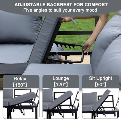 JOYURE 4-Piece Patio Furniture Set, Metal Outdoor Sectional Sofa - Image 3