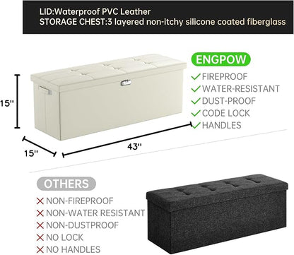 ENGPOW Storage Ottoman, Fireproof Folding Bench - Image 2
