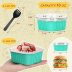 LNYZQUS 120pack/10oz Foil Mini Cake Tins with Lids 4”X4” Small Cake Baking Pans Cupcake Containers,Disposable Ramekins Mini Aluminum Brownie Pan Large Muffin Cups Holders-Cyan Blue