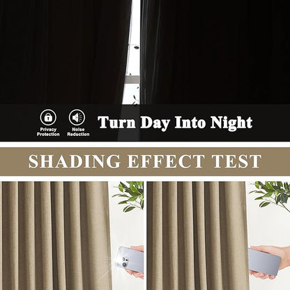 Vision Home Brown Pinch Pleated Full Blackout Curtains Linen Blended Room - Image 3