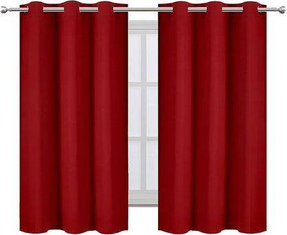 Red Blackout Curtains 42 x 54 Inch Length Set of 2 Panels Grommet Bedroom - Image 2