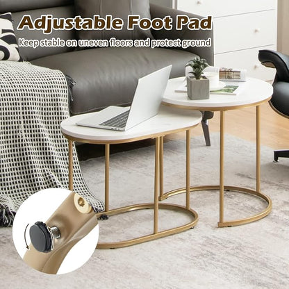 Giantex Modern Nesting Coffee Table Set of 2, Coffee Table & End Table Sets - Image 4