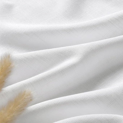 Linen White Curtains 120 Inches Long 2 Panels Set Back Tab Rod Pocket Semi - Image 5
