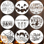 Halloween Stencils for Painting 12inch Large Reusable Halloween Stencil for Door Hanger Round Skeleton Ghost Boo Templates for Wood Walls Windows Door Mat Fabric
