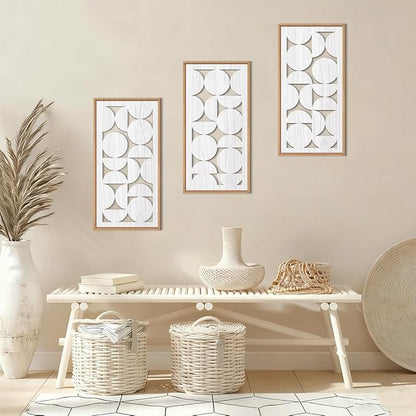 IARTTOP White Abstract Wood Wall Art Framed 8x16 Inch Set of 3 Modern - Image 6