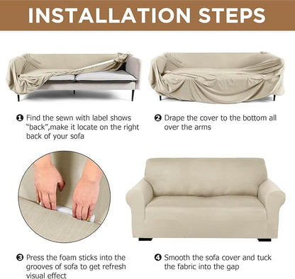 Peryiter 2 Pcs Sofa Covers Couch and Loveseat Covers Set Stretch Sofa Slipcover - Image 3