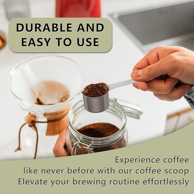 2PCS 2 Tablespoon(2tbsp, 30ml, 1/8cup) Coffee Scoop, Long Handle Measuring Spoon, Stainless Steel Scooper