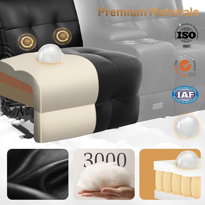 Recliner Sofa Set, Home Theater Seating Wall Hugger Recliners - Image 9