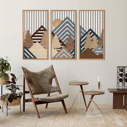 IARTTOP Large Mountain Wood Wall Art 16"x32"x3 Abstract Forest Wall Sculpture - Image 4