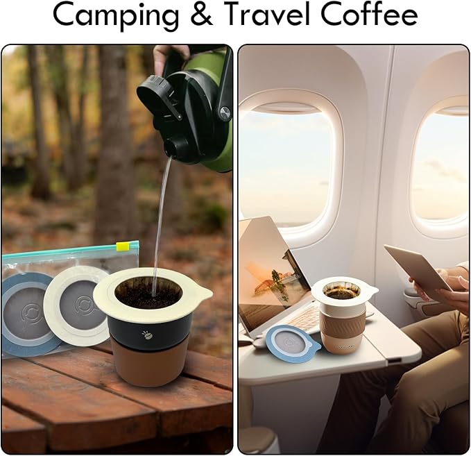 Portable Pour Over Coffee Dripper Reusable Coffee Filter Pour Over Coffee Maker for Camping Coffee, Travel Coffee Maker Single Serve Drip Coffee Filters (10, white)