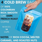 Sarasota Coffee 1905 Cold Brew Coffee Bags | 100% Colombian Dark French Roast | Rich & Smooth | Low Acid Ground Filter Packs | Cold Brew Kit Makes 14 Cups | Bold Luxe Roast Flavor