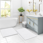 Arotive Luxury Chenille Bathroom Rug Mat, Extra Soft Thick Absorbent Shaggy Bath Rugs, Non-Slip Machine Wash Dry, Plush Bath Mats for Bathroom, Shower and Tub, 70x24, White