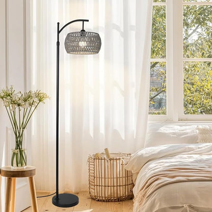 Arc Floor Lamp for Bedroom, Boho Standing Lamp - Image 9
