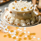 Twisweet Edible Star Sprinkles, Gold and White Stars for Cake Decorating, Golden Sugar Sprinkles for Baking, Mix Gold Candy Star, Cake Topper Ice Cream Cupcake Cookie Toppings Dessert Decorations, Christmas Wedding Birthday Party Festival Supplies (130...