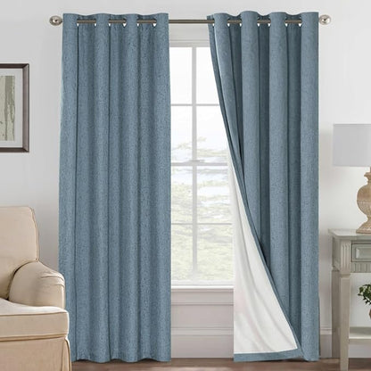H.VERSAILTEX Linen Blackout Curtains 84 Inches Long 100% Blackout Thermal by HVERSAILTEX