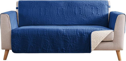 Blue Loveseat Covers for 2 Cushion Couch, Water-Repellent Covers for Love Seat by Pamhaven