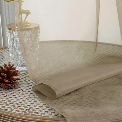 Sheer Taupe Curtains 108 Inches Long 2 Panels Set, 59 Inch Extra Wide - Image 4