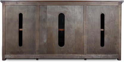 Leick Home 82350 Solid Wood Mission Oak Three Door TV Stand - Image 4