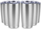 20 oz Tumbler Stainless Steel Tumblers Bulk with Lid Double Wall Insulated Coffee Tumbler Cups for Hot & Cold Drinks Powder Coated Travel Coffee Tumbler Mug Metal (Stainless Steel, 6 pack)