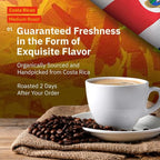 Costa Rican Whole Bean Coffee Medium Roast - 12 oz, Single Origin Arabica SpecialtyCoffee Beans, Fair Trade, Non-GMO