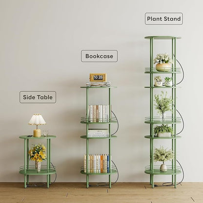 DGSANDGO Green Side Table with Charging Station, Side Tables Living Room - Image 5