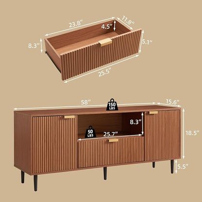 Okvnbjk Modern TV Stand for 65 Inch TV, Fluted TV Consoles for Living Room - Image 5