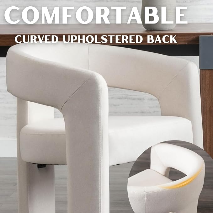 RIVOVA Modern Barrel Dining Chair, Linen Upholstered Accent Side Chair - Image 4