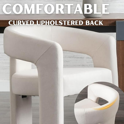 RIVOVA Modern Barrel Dining Chair, Linen Upholstered Accent Side Chair - Image 4
