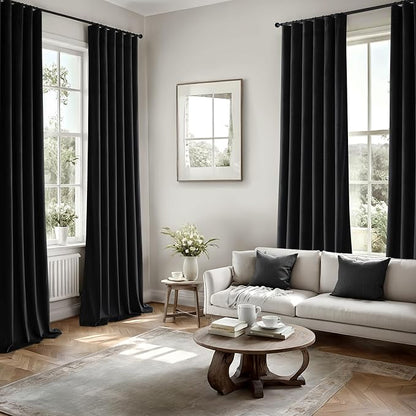 MIULEE Velvet Curtains 50W x 84L 2 Panels Black Blackout Curtains | Luxury - Image 5