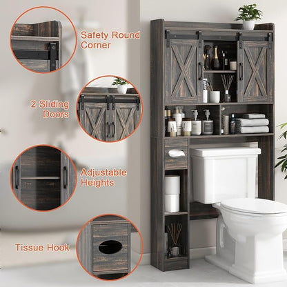 Vabches Over The Toilet Storage Cabinet, Farmhouse Storage Cabinet Over Toilet - Image 3