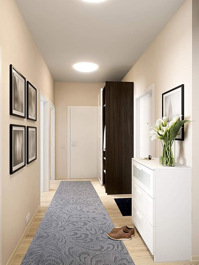 Custom Length Hallway Runner Rug, Slip Resistant, Floral Grey, 26 Inch X 8 feet - Image 3
