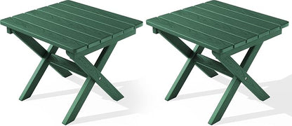 SERWALL Folding Outdoor Side Table Set of 2, Portable Adirondack Side Table by SERWALL