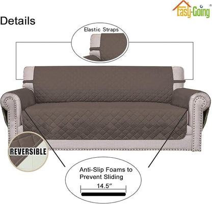 Easy-Going Reversible Couch Cover, 2 Cushion Sofa, Taupe/Ivory | Machine - Image 3
