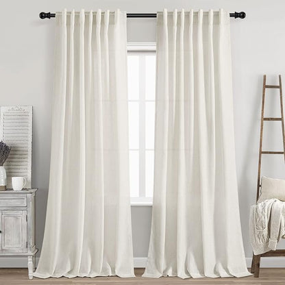 Cream Linen Curtains 89 Inches Long by Nanspring