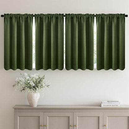 MIULEE Set of 4 Short Bedroom Blackout Curtains 54 Inch Long Oliver Green | by MIULEE
