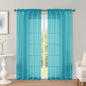 Turquoise Sheer Curtains 72 Inches Long 2 Panels Set, Transparent Voile Sheer by OWENIE