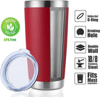 DOMICARE 20oz Stainless Steel Tumbler Bulk with Lid, Double Wall Vacuum Insulated Travel Mug, Powder Coated Coffee Cup (Powder Red, 12)
