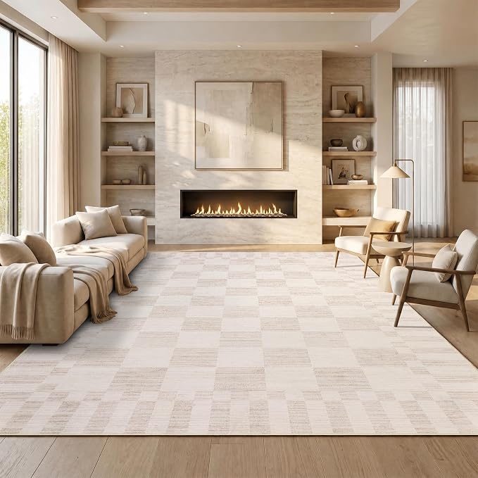 GarveeHome Beige Checkered Rug 5x7 Area Rugs Washable Checkerbroad 5x7 Rug | by GarveeHome